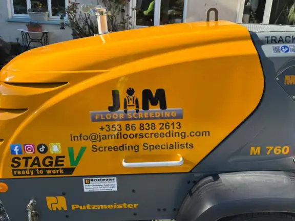 Our pump, mixing and pumping screed on site, JAM Floor Screeding